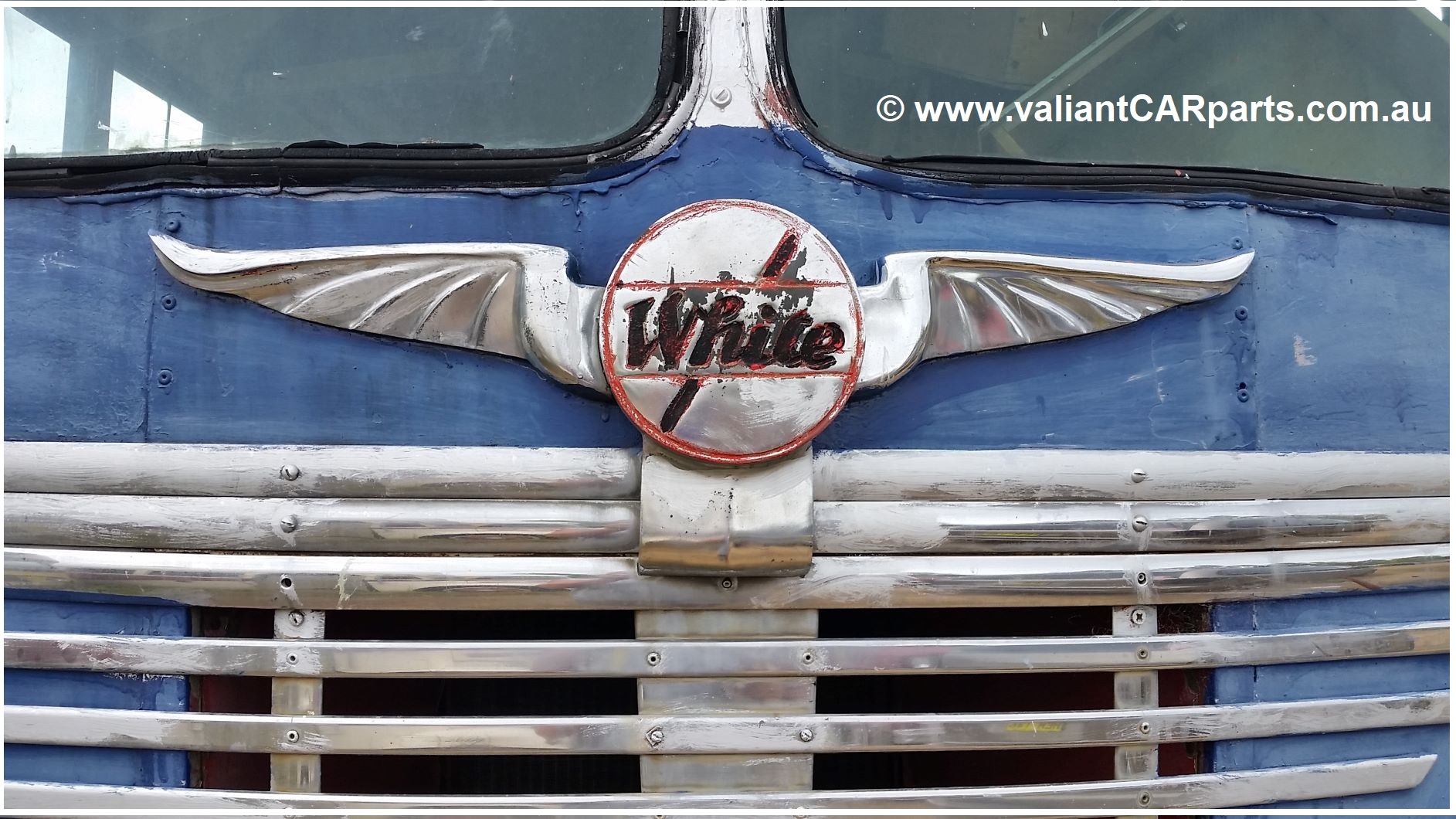 1954_WB22_WHITE_Lismore_vintage_bus_Coach_for_sale-Front_badge 1954_WB22_WHITE_Lismore_vintage_bus_Coach_for_sale-Front_badge