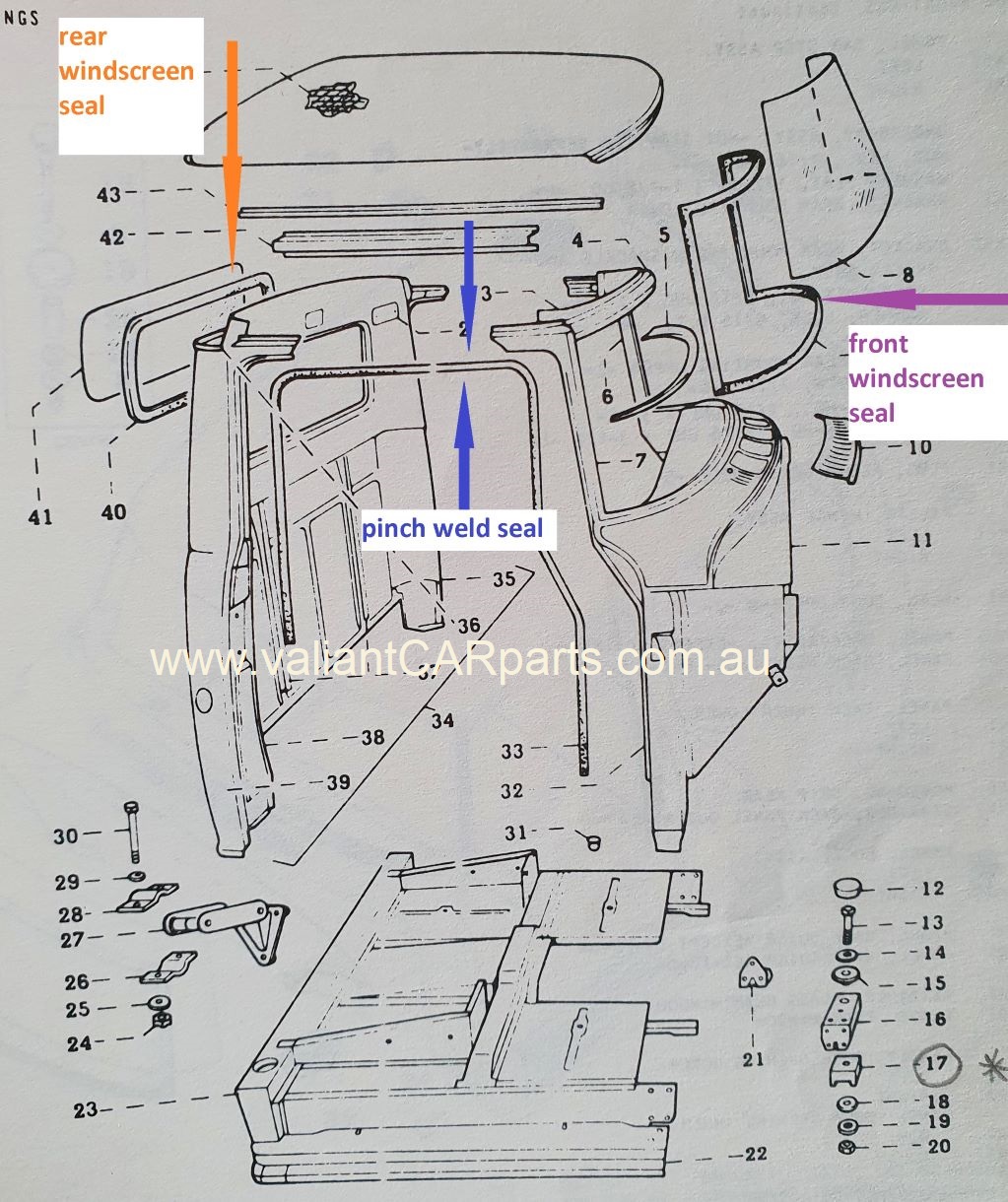 Dodge_International_Harvester__truck_door_frame_parts_manual_diagram_labeled