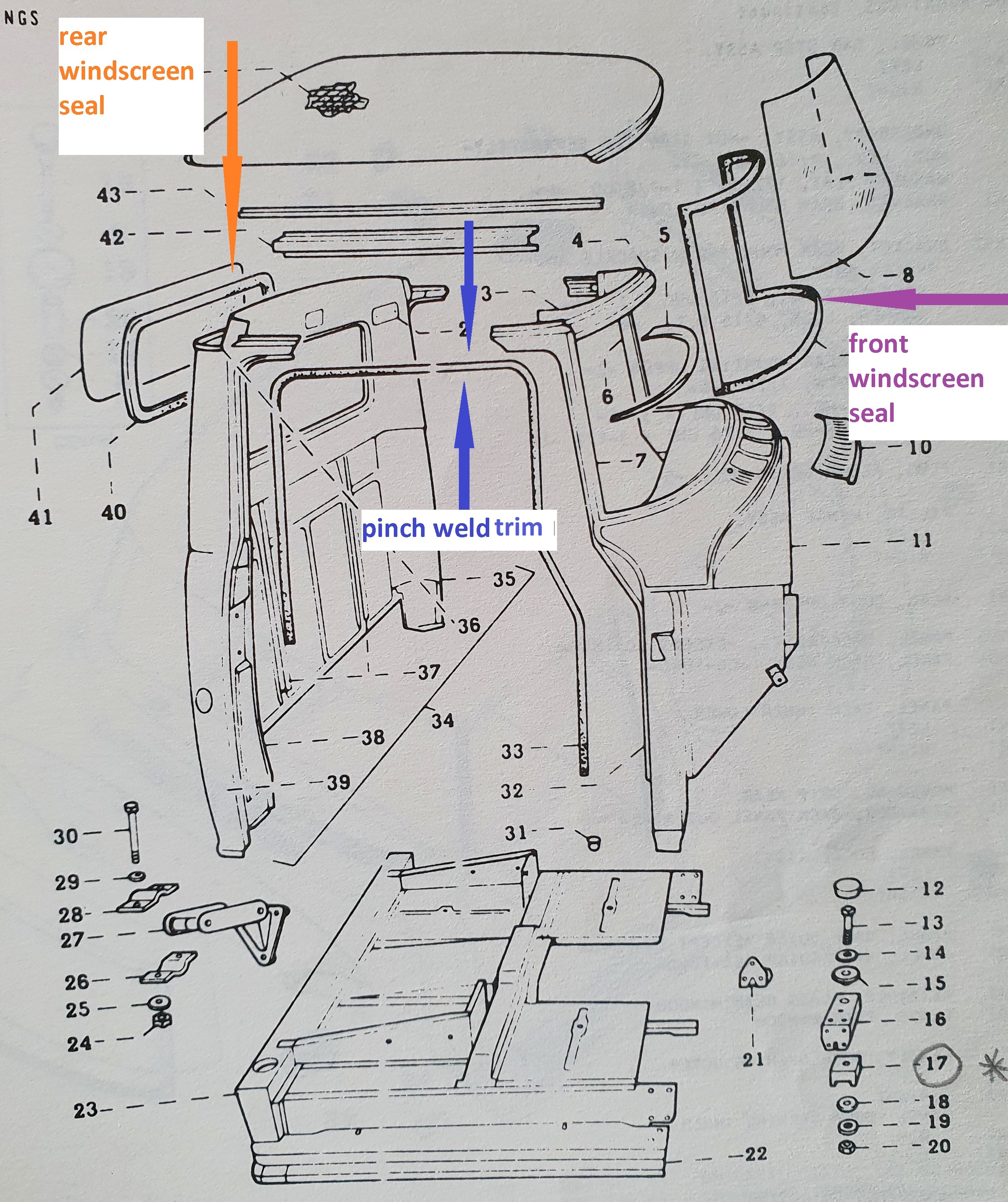 International_Harvester_Dodge_truck_door_frame_parts_manual_diagram_labeled